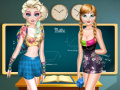 খেলা Elsa And Anna Highschool Fashion