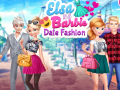 খেলা Elsa and Barbie Date Fashion