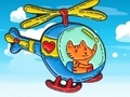 খেলা Coloring Book: Cat Driving Helicopter