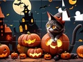 খেলা Jigsaw Puzzle: Halloween Cat