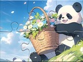 খেলা Jigsaw Puzzle: Basket Flower Panda