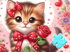 খেলা Jigsaw Puzzle: Bowknot Cat