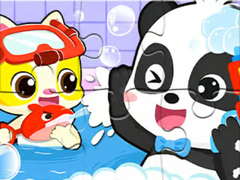 খেলা Jigsaw Puzzle: Baby Panda Shower Time