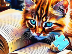 খেলা Jigsaw Puzzle: Cat Reading