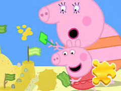 খেলা Jigsaw Puzzle: Peppa Pig Making Sand