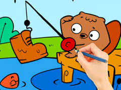 খেলা Coloring Book: Fishing Squirrel