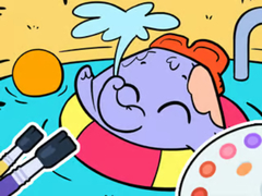 খেলা Coloring Book: Elephant Swim