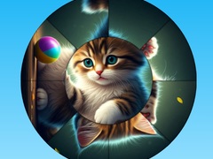 খেলা Round Jigsaw Puzzle Collect Pictures with Cute Kittens