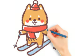 খেলা Coloring Book: Skiing Puppy