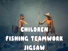 খেলা Children Fishing Teamwork Jigsaw