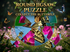 খেলা Round Jigsaw Puzzle - Collect the Butterfly