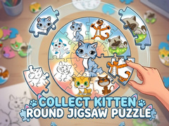 খেলা Round jigsaw Puzzle - Collect Kitten